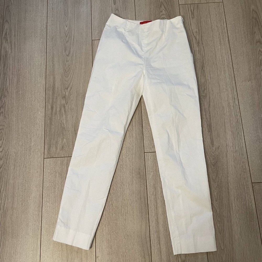 Lavia Ankle Pants Women's Size 38 Italy White Skinny Leg Flat Front Side Zipper